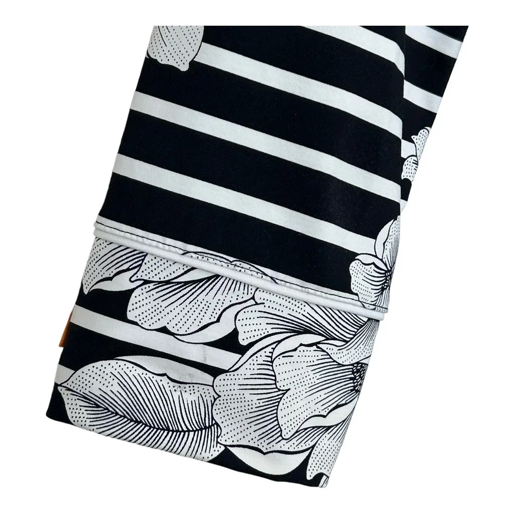 Lands' End Women's Swim Cover-Up M 10 - 12 Black White Floral Beach Sunblock NEW